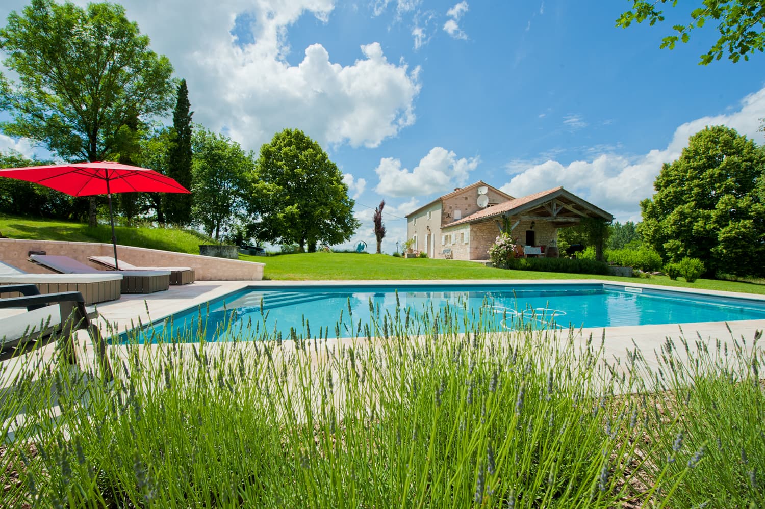 Traditional French Country Home With Backyard Pool