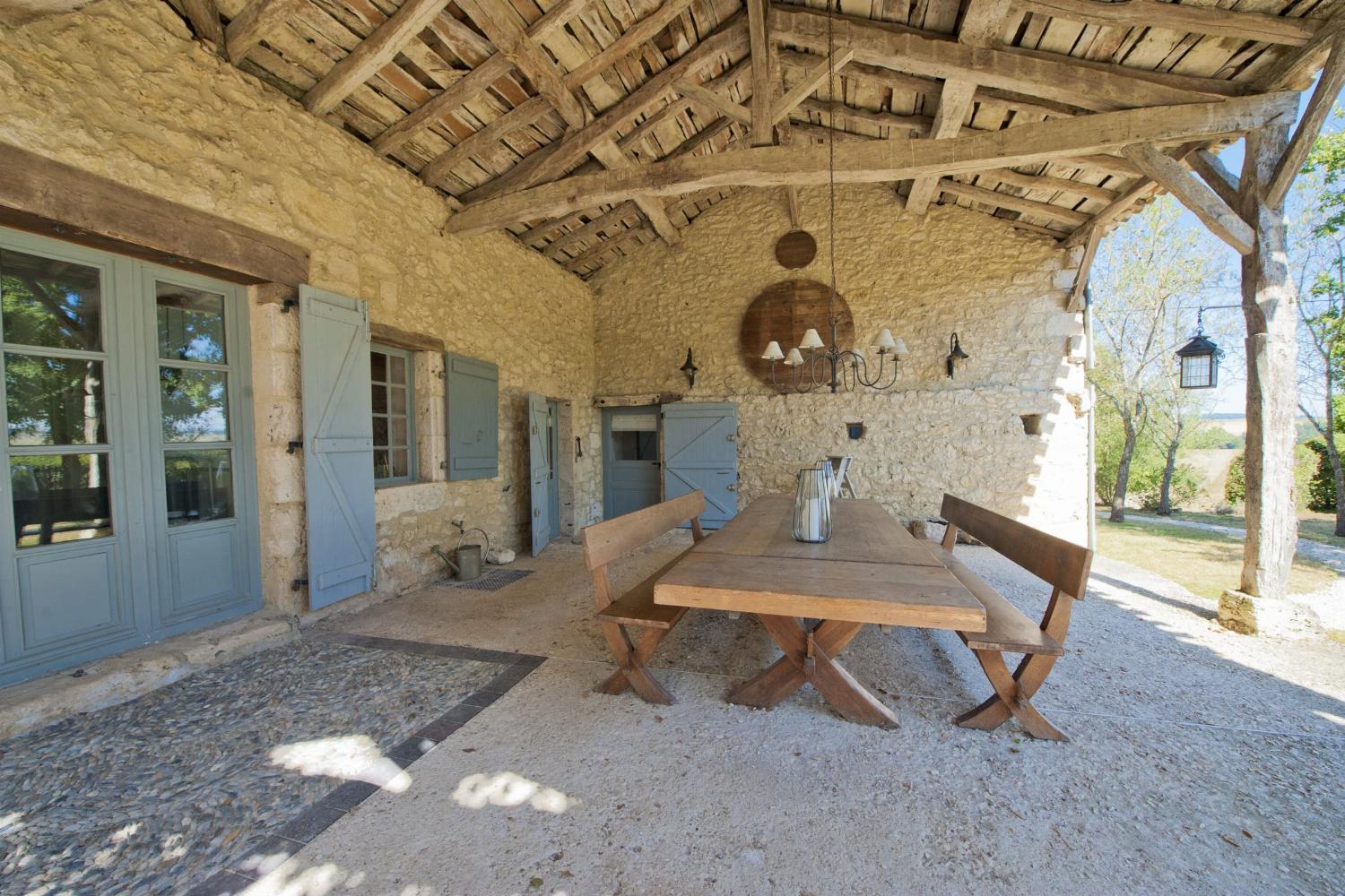 Shaded dining terrace