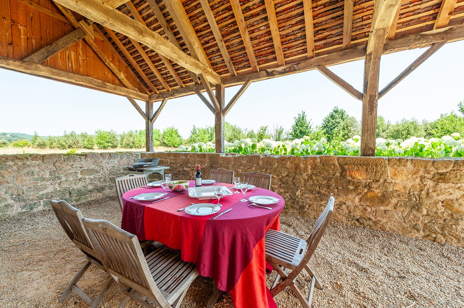 Shaded dining terrace