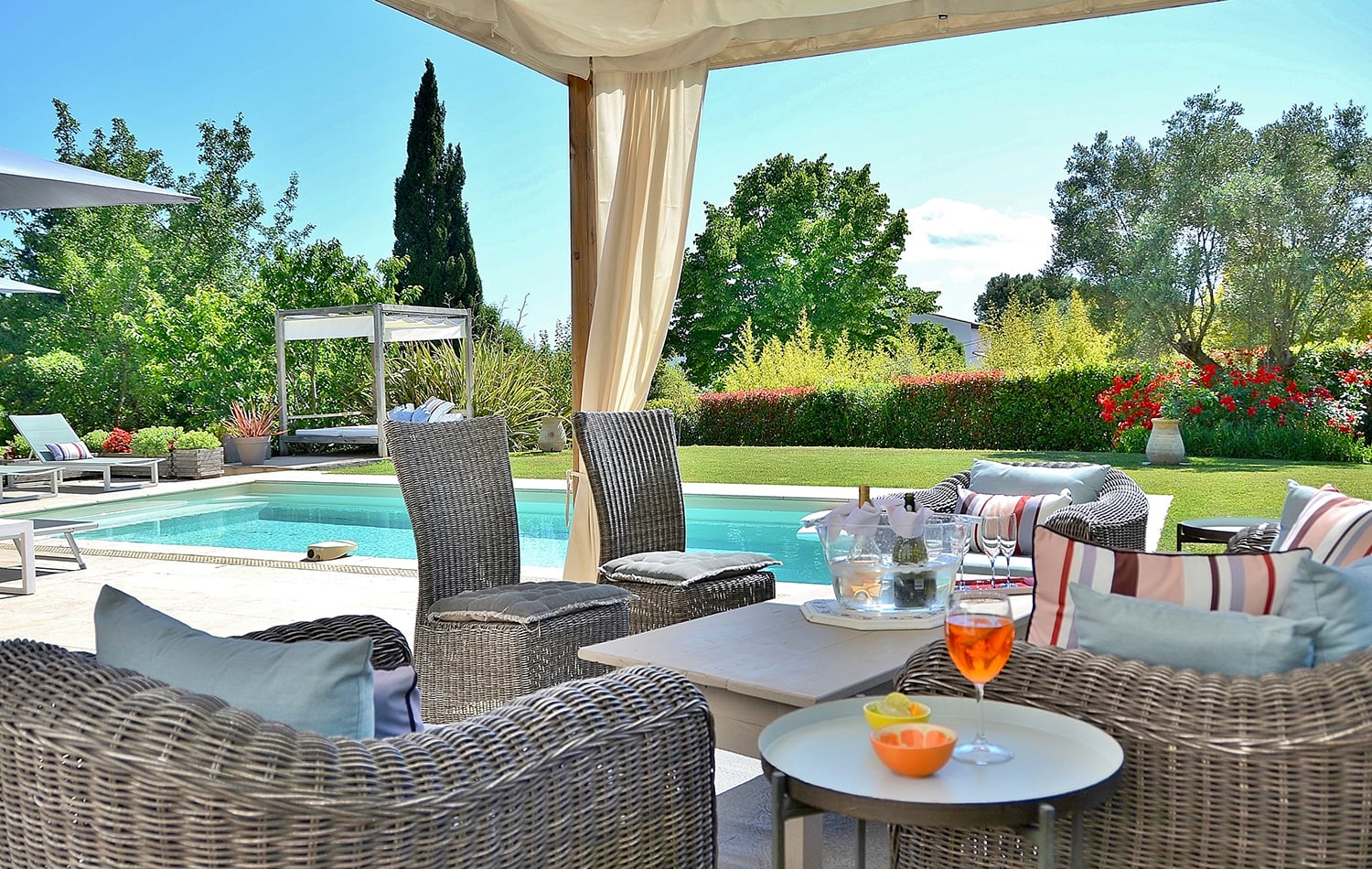 Shaded dining terrace