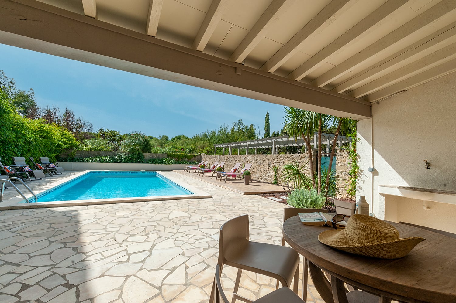 Shaded pool terrace