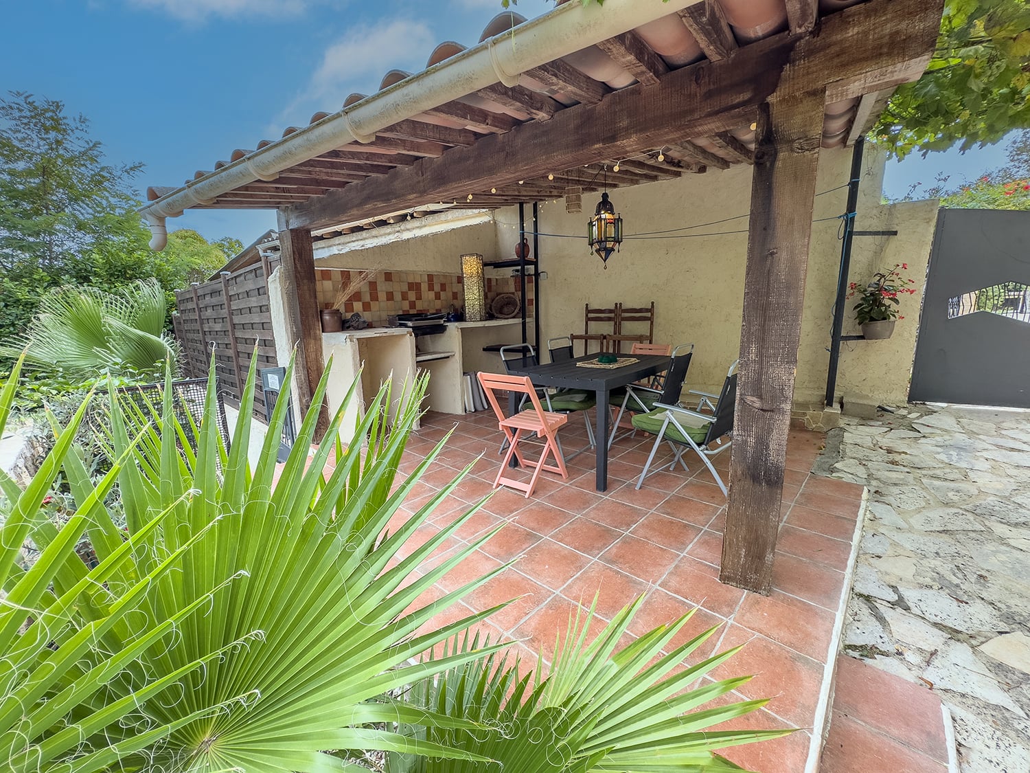 Shaded dining terrace