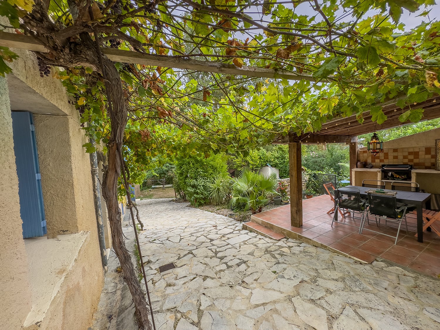 Shaded dining terrace