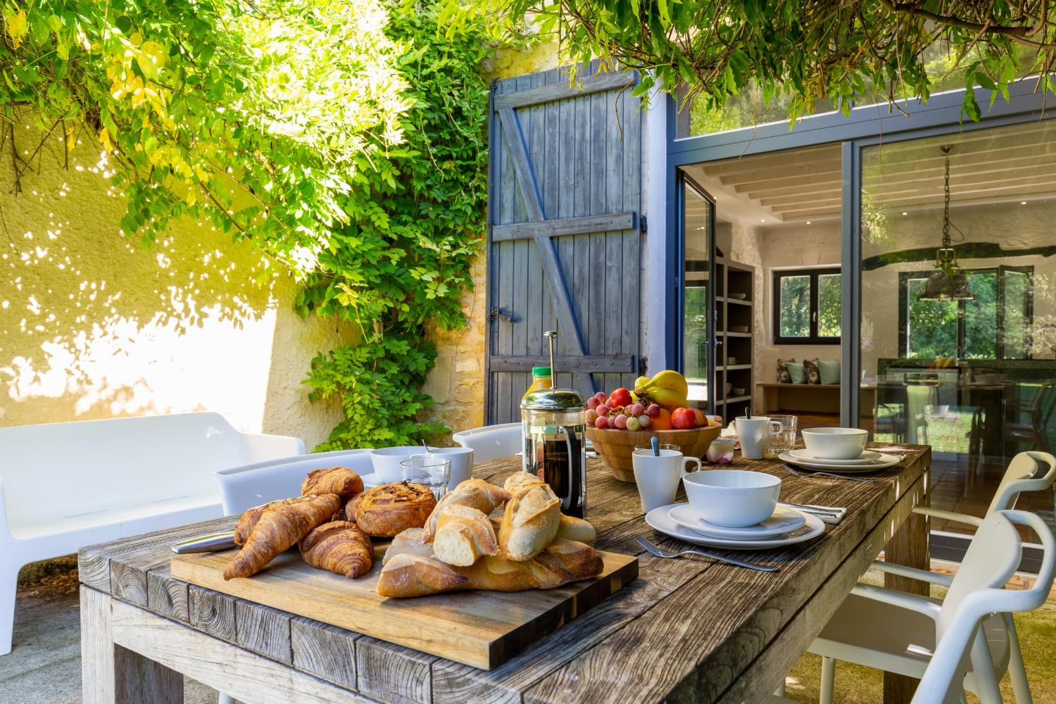 Shaded dining terrace