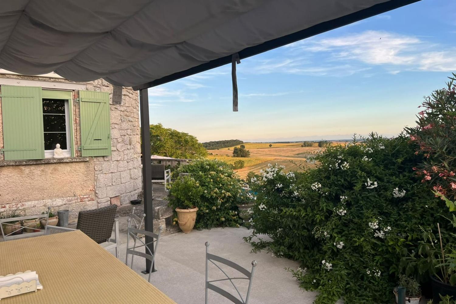 Shaded dining terrace