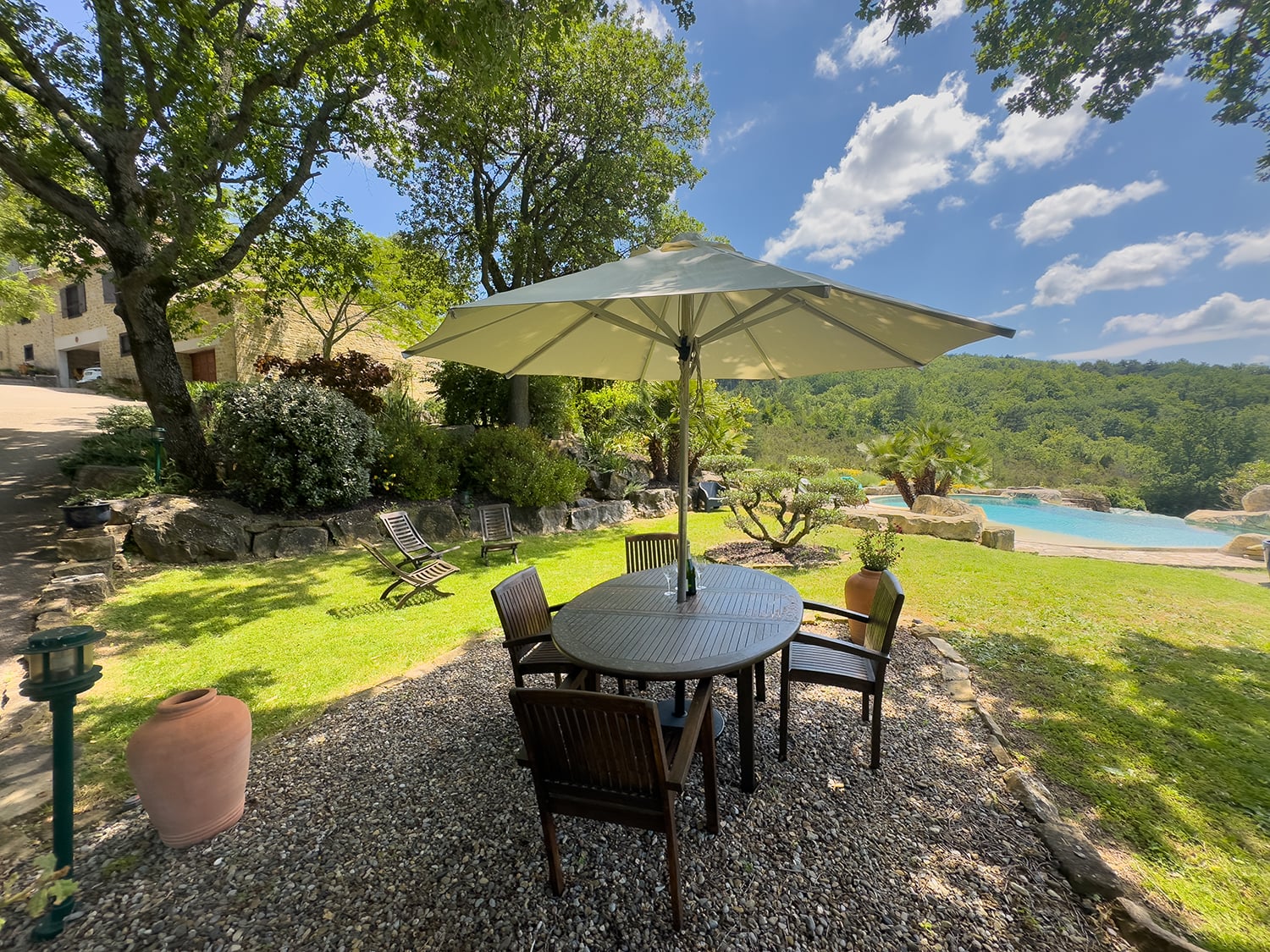 Shaded dining terrace