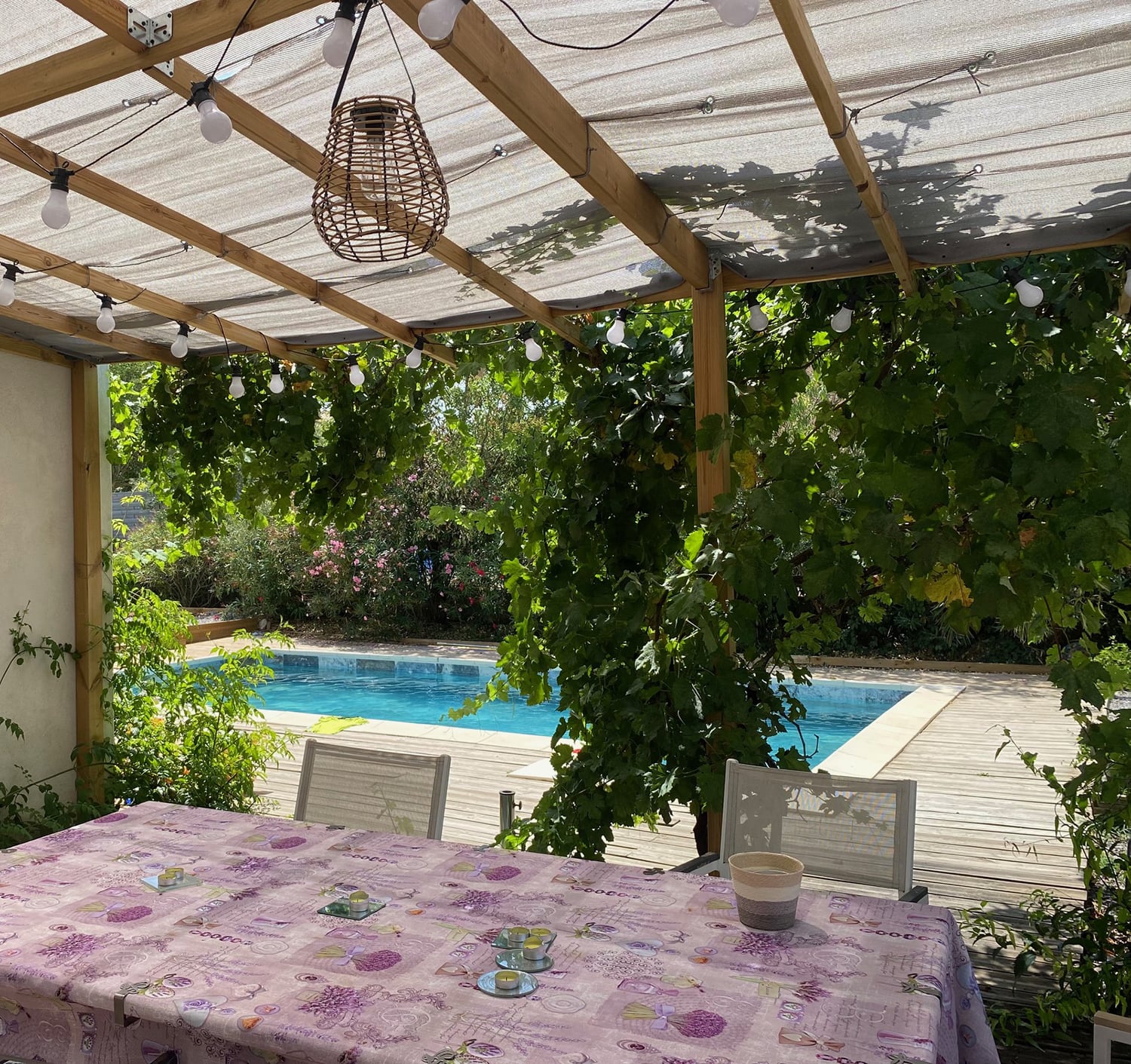 Shaded dining terrace