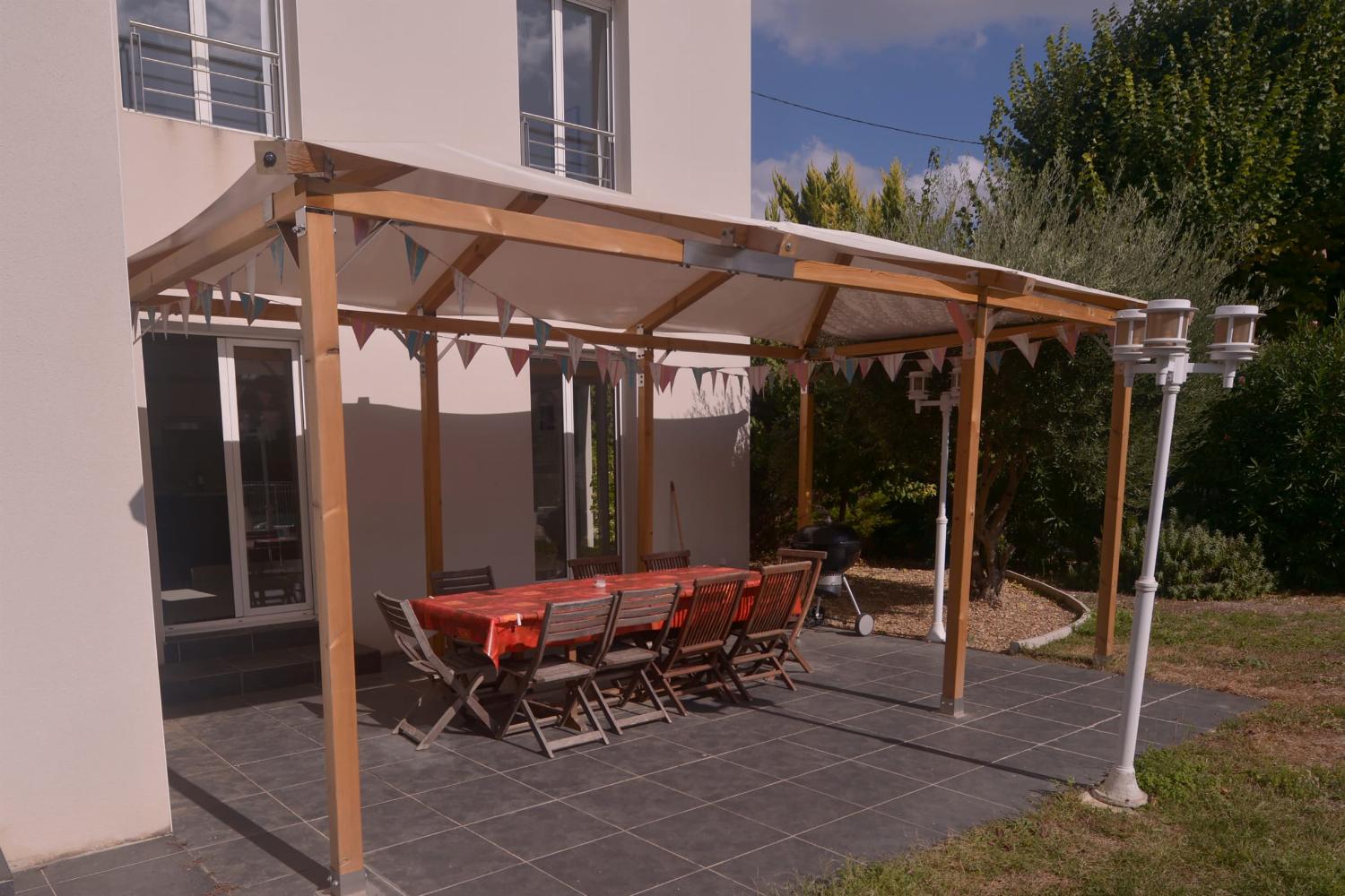 Shaded dining terrace