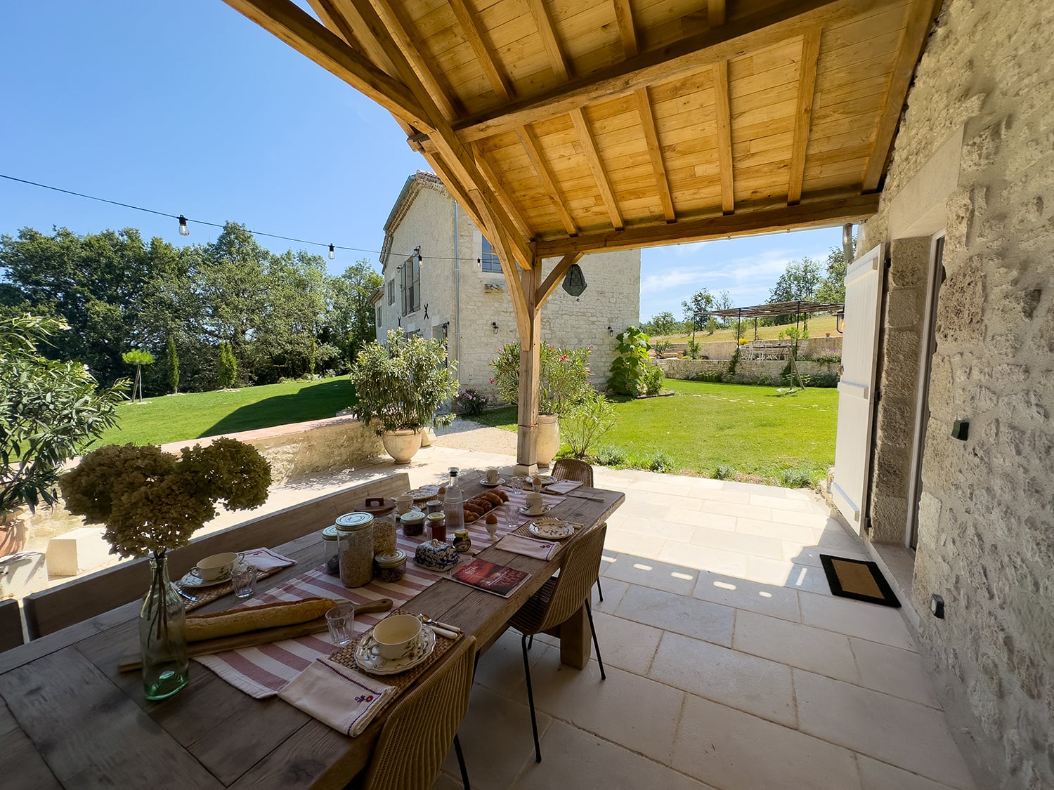 Shaded dining terrace