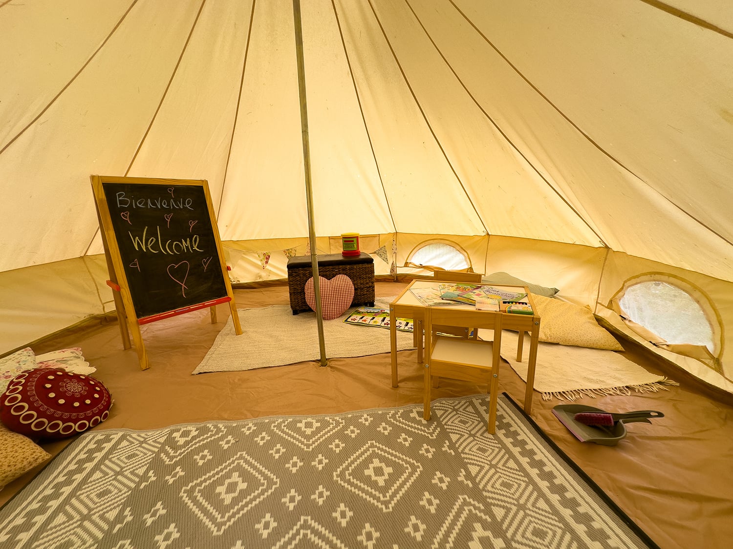 Inside tent