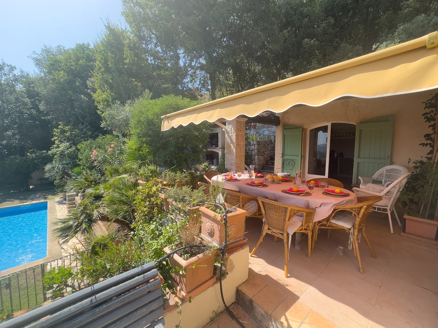 Shaded dining terrace