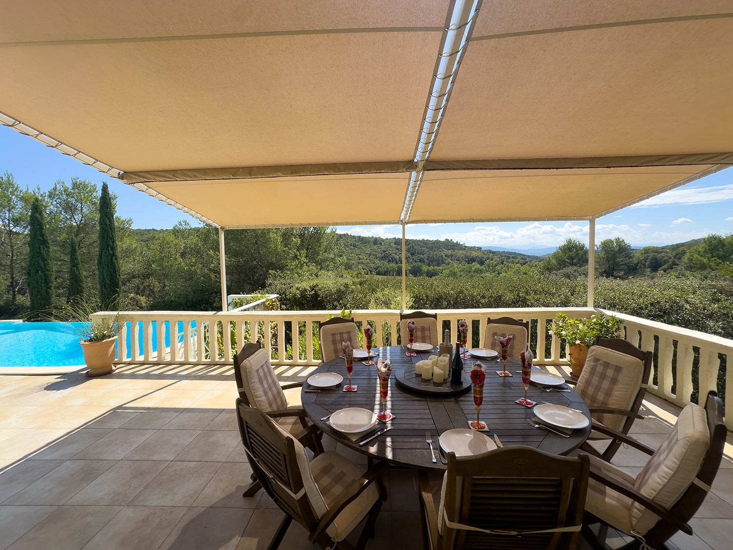 Shaded dining terrace