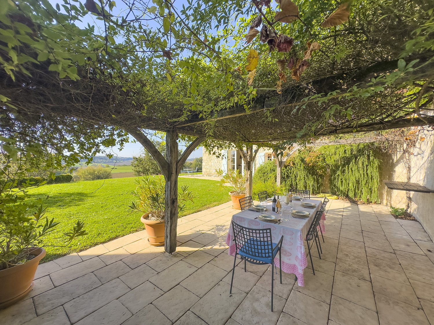 Shaded dining terrace