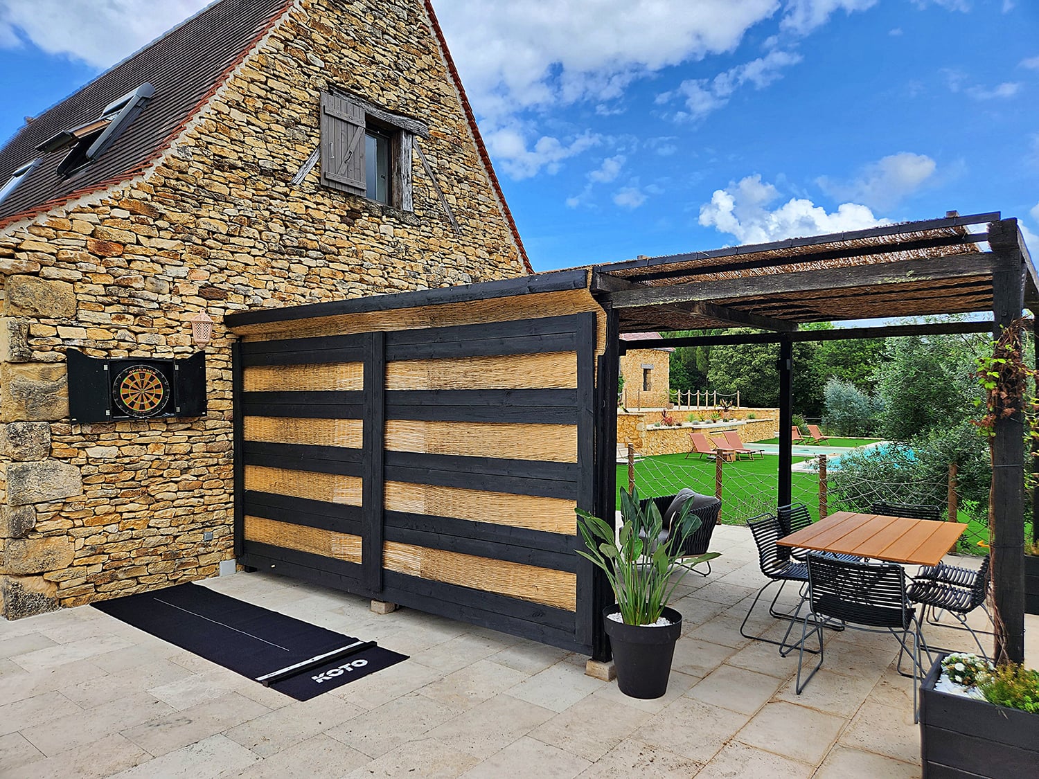 Shaded dining terrace