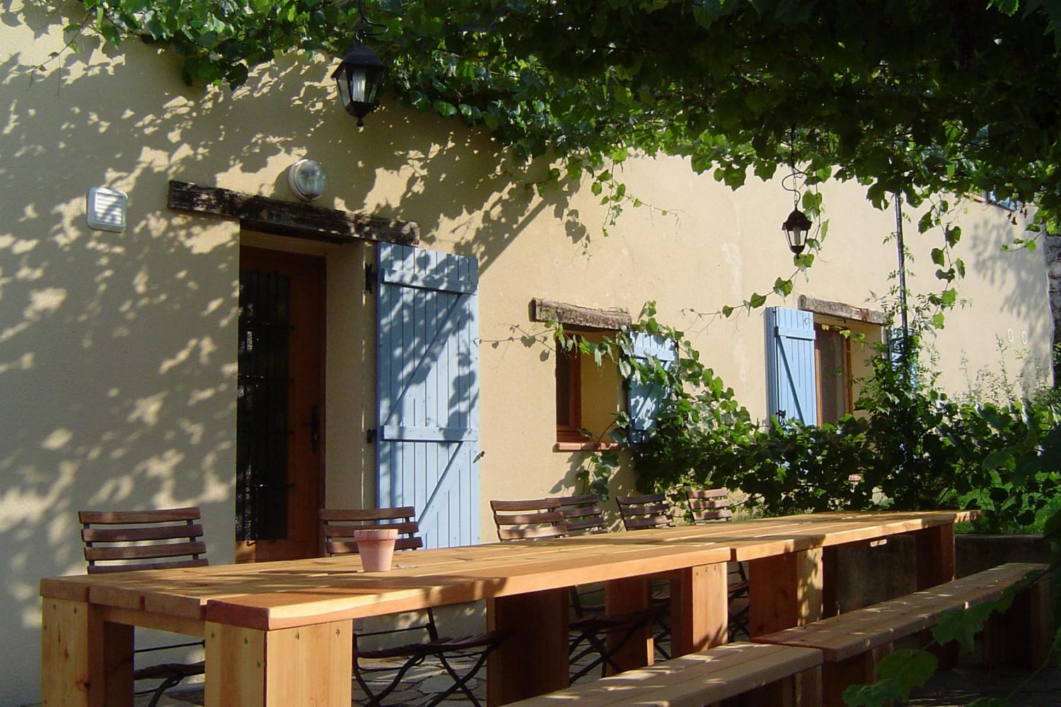 Shaded dining terrace