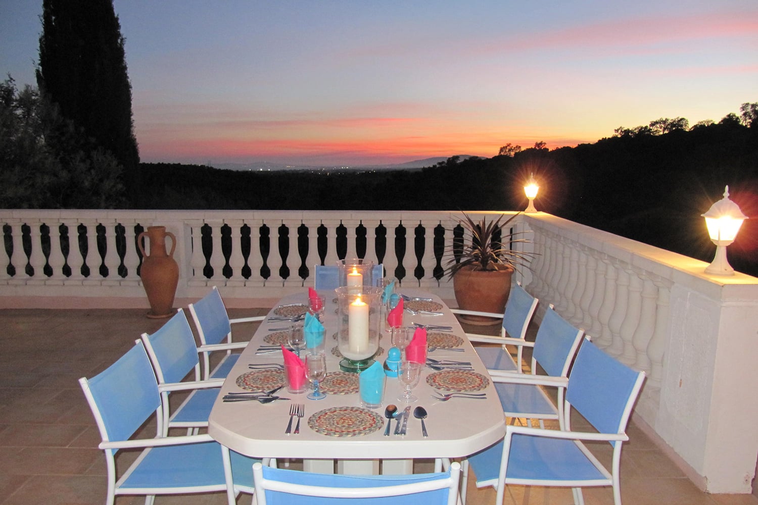 Dining terrace at night