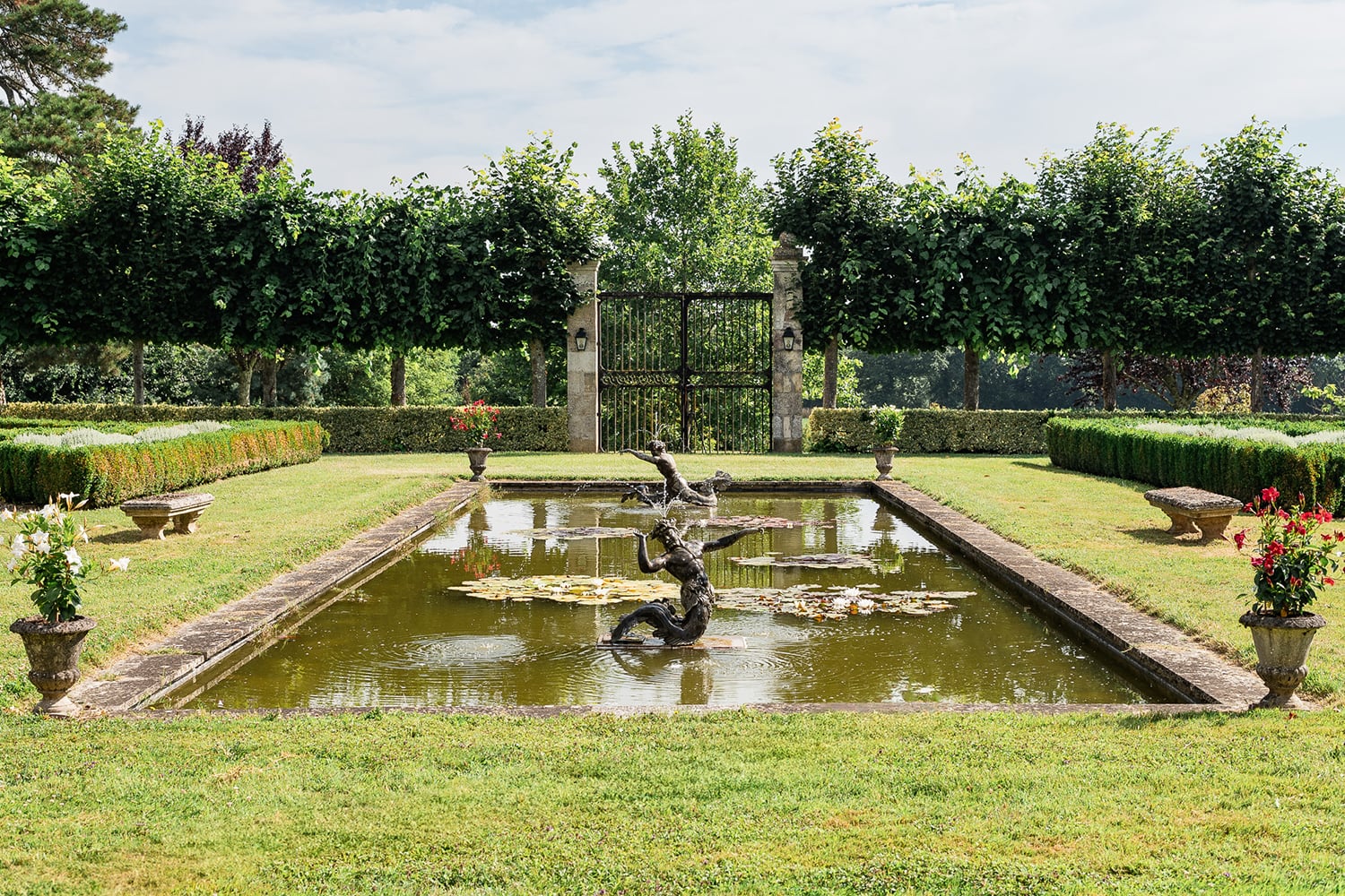 Pond with fountains