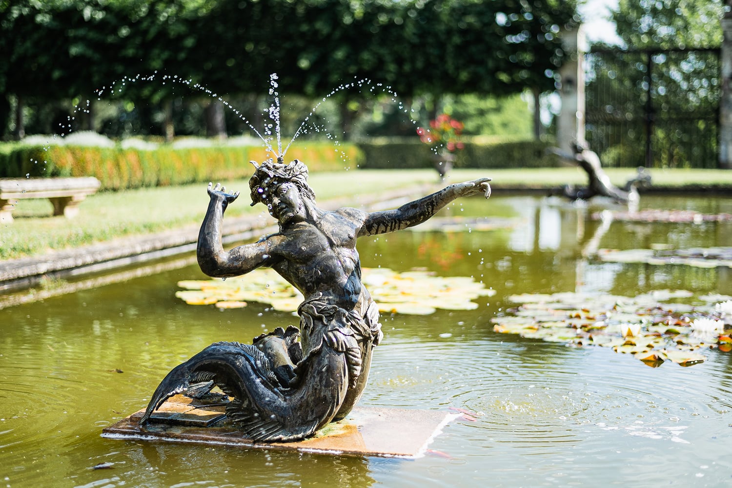 Pond with fountains