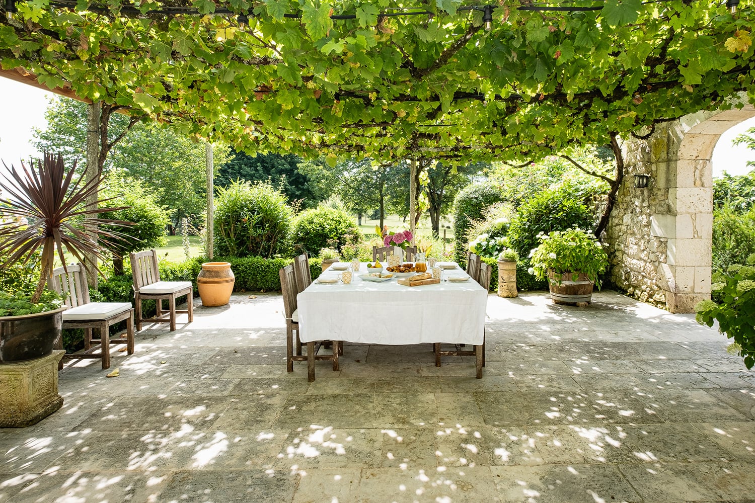 Shaded dining terrace