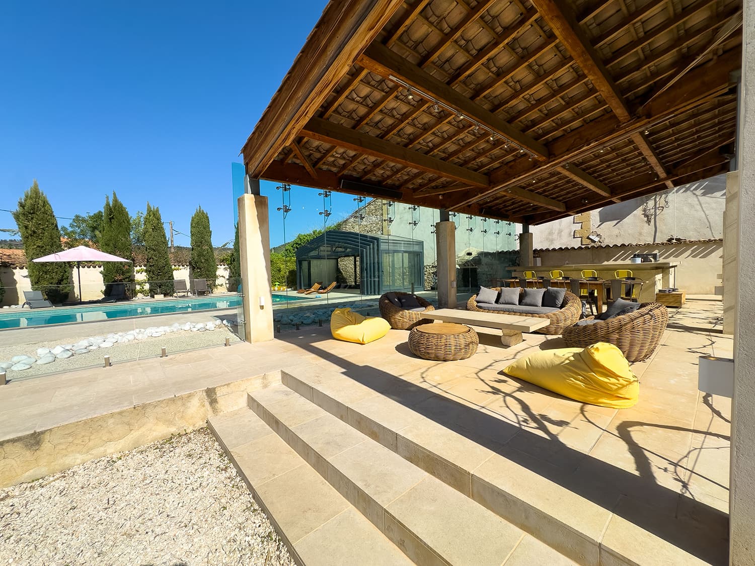 Shaded dining terrace