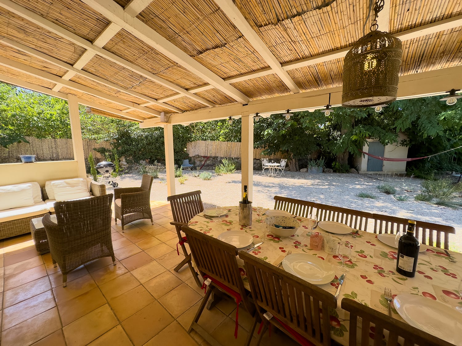 Shaded dining terrace