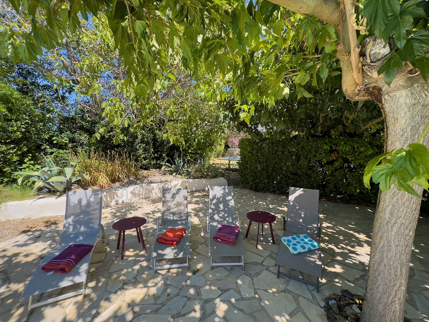 Shaded pool terrace